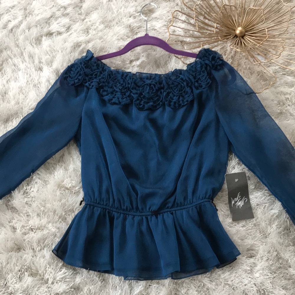 *NEW* Blue Floral Adrianna Papell Blouse Size S